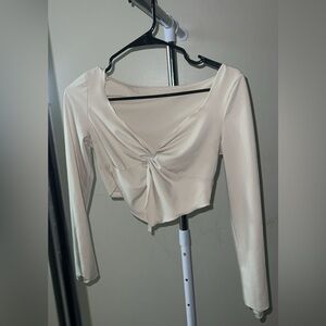 Elegant Cream Long Sleeve Women's Top